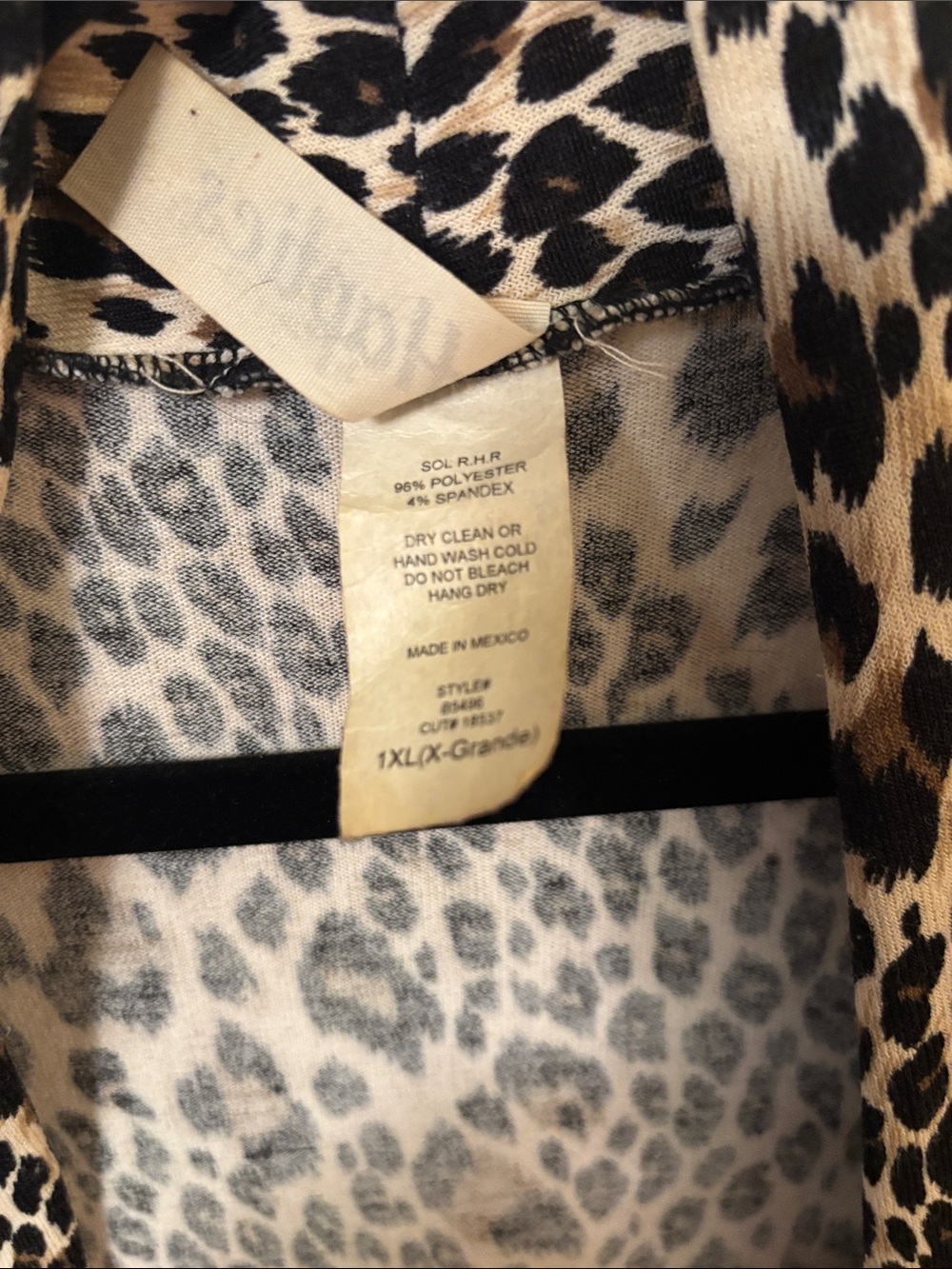 Leopard-Print Open-Front Robe Cardigan - Beige/Black - Picture 3 of 4